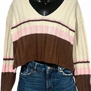 Rue21 V-Neck Sweater with Stripes